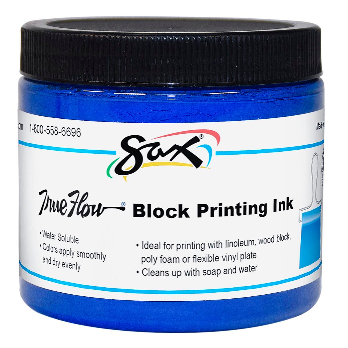 Sax Water Soluble Block Printing Ink, 1 Pint Jar, Primary Blue 1299772